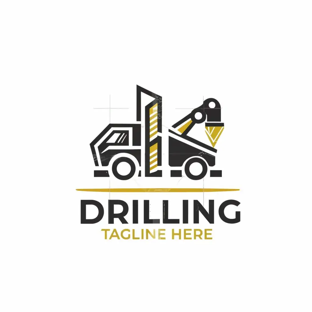 a logo design,with the text "drilling", main symbol:drilling truck,Moderate,be used in Construction industry,clear background
