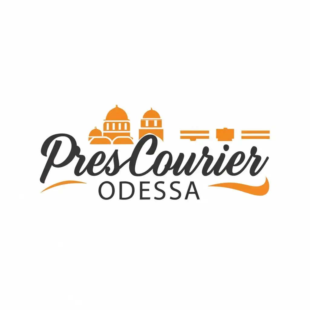 logo, just text, with the text "Press-courier. Odessa", typography, be used in Internet industry