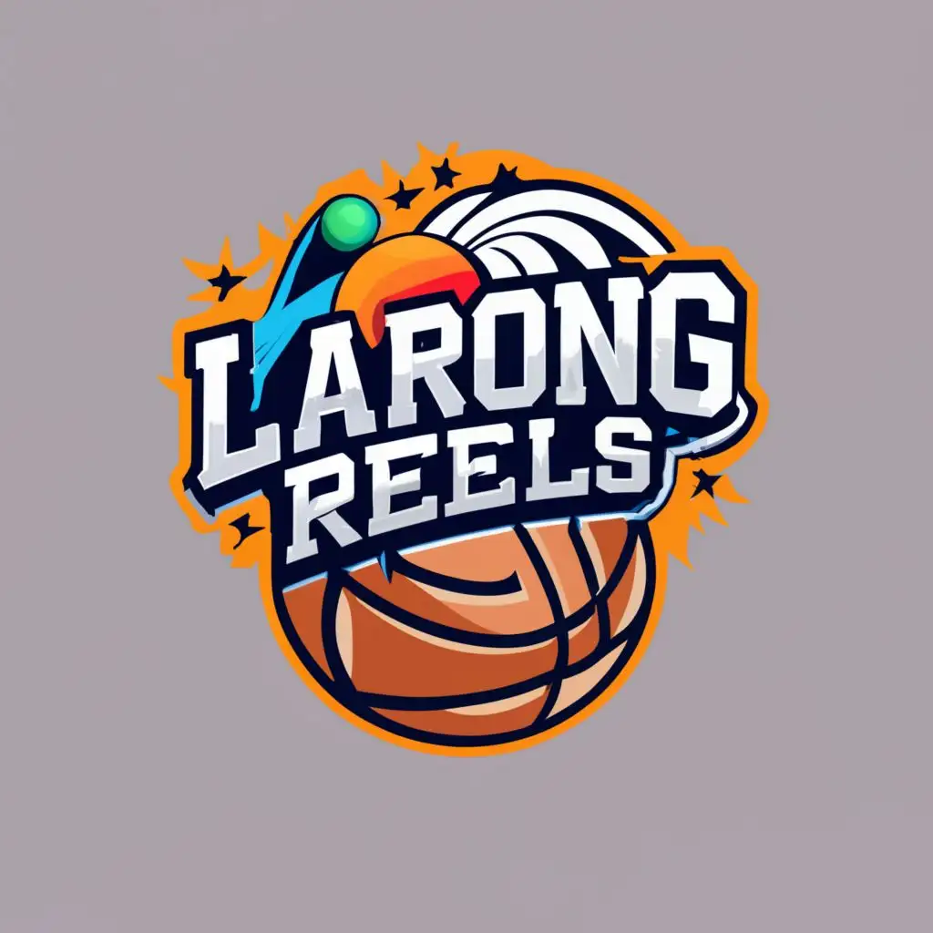 logo, NBA basketball logo, with the text "Larong reels", typography, be used in Travel industry