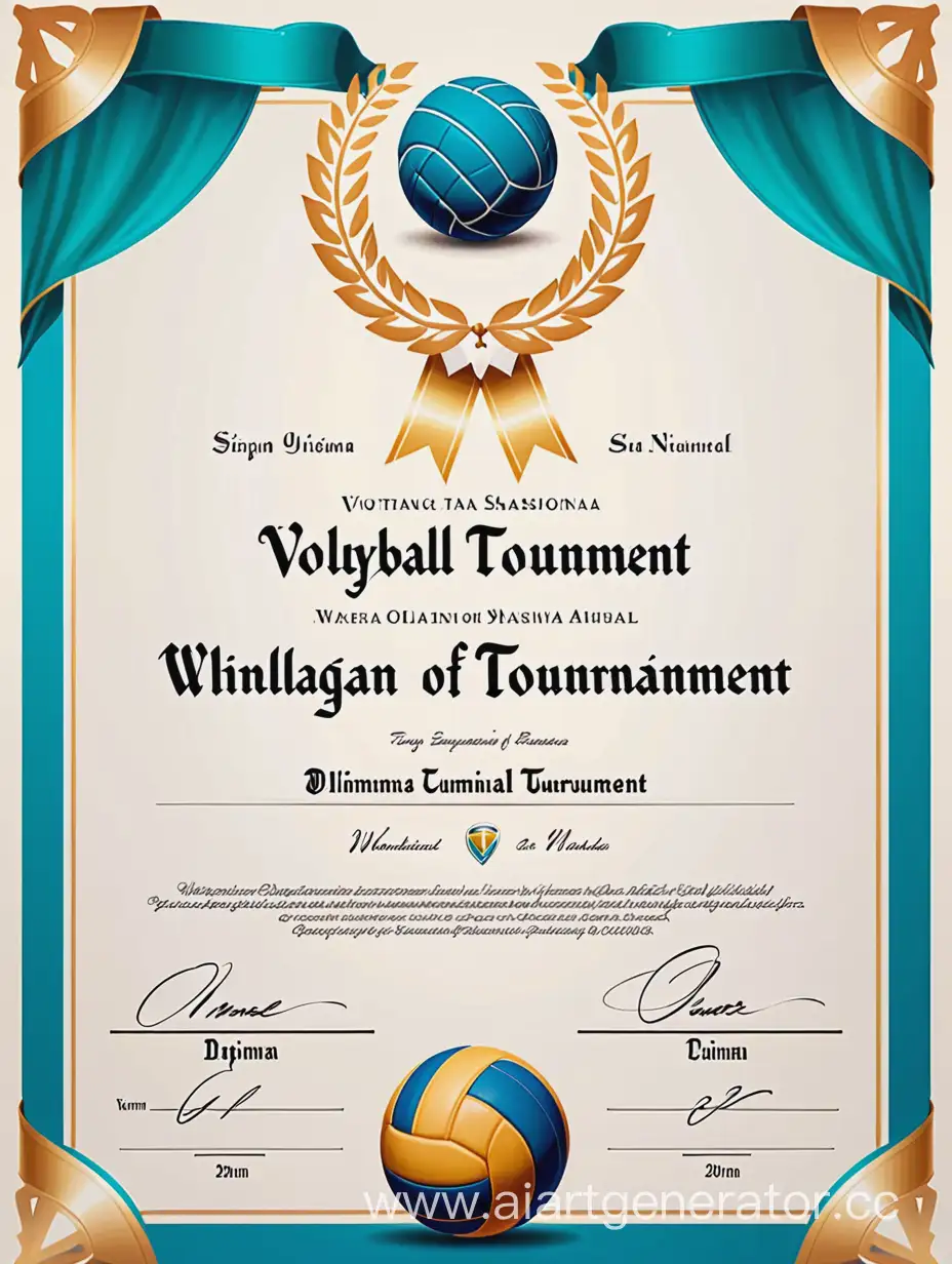 diploma for the winner of volleyball tournament where playable teams must include only 2 women and 4 men