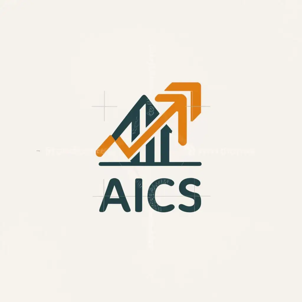 a logo design,with the text "AICS", main symbol:rising arrow,Moderate,be used in Real Estate industry,clear background