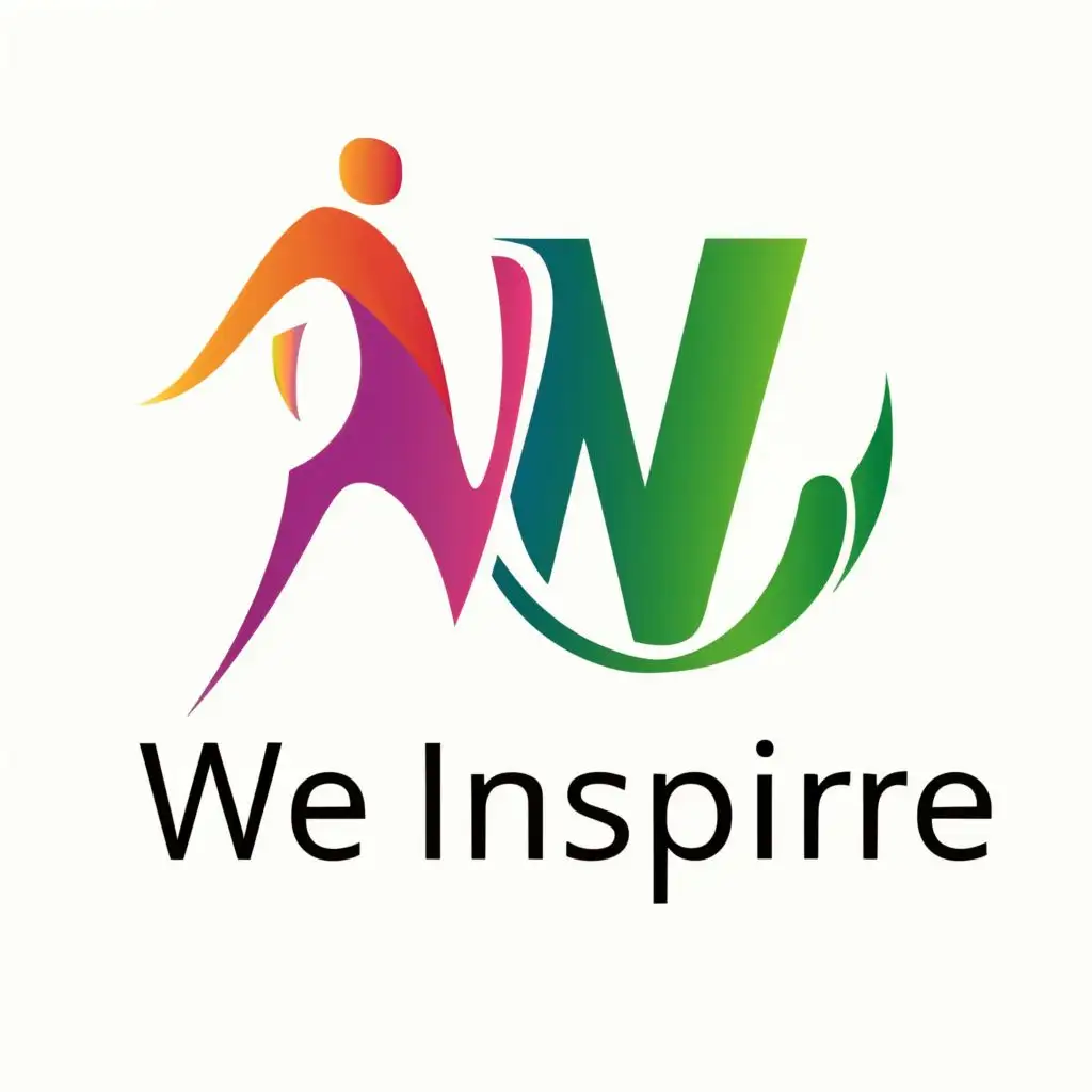 logo, Person and the letter w, with the text "We Inspire", typography