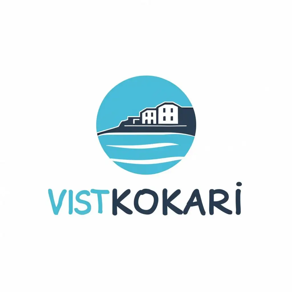 logo, Blue sea beach greece, with the text "VisitKokkari", typography, be used in Travel industry