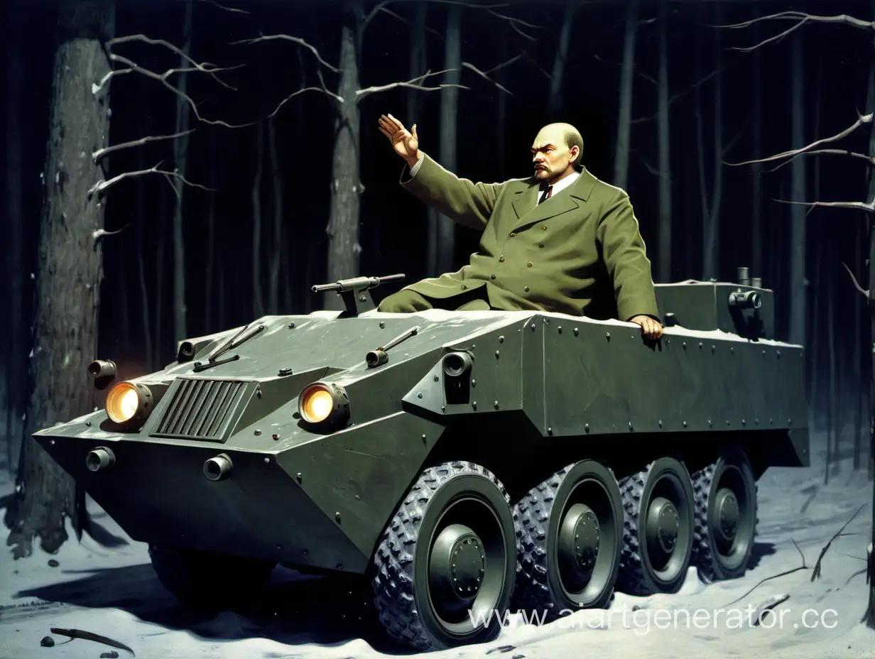 Vladimir-Lenin-Night-Ride-in-Armored-Vehicle-Through-Enchanted-Forest