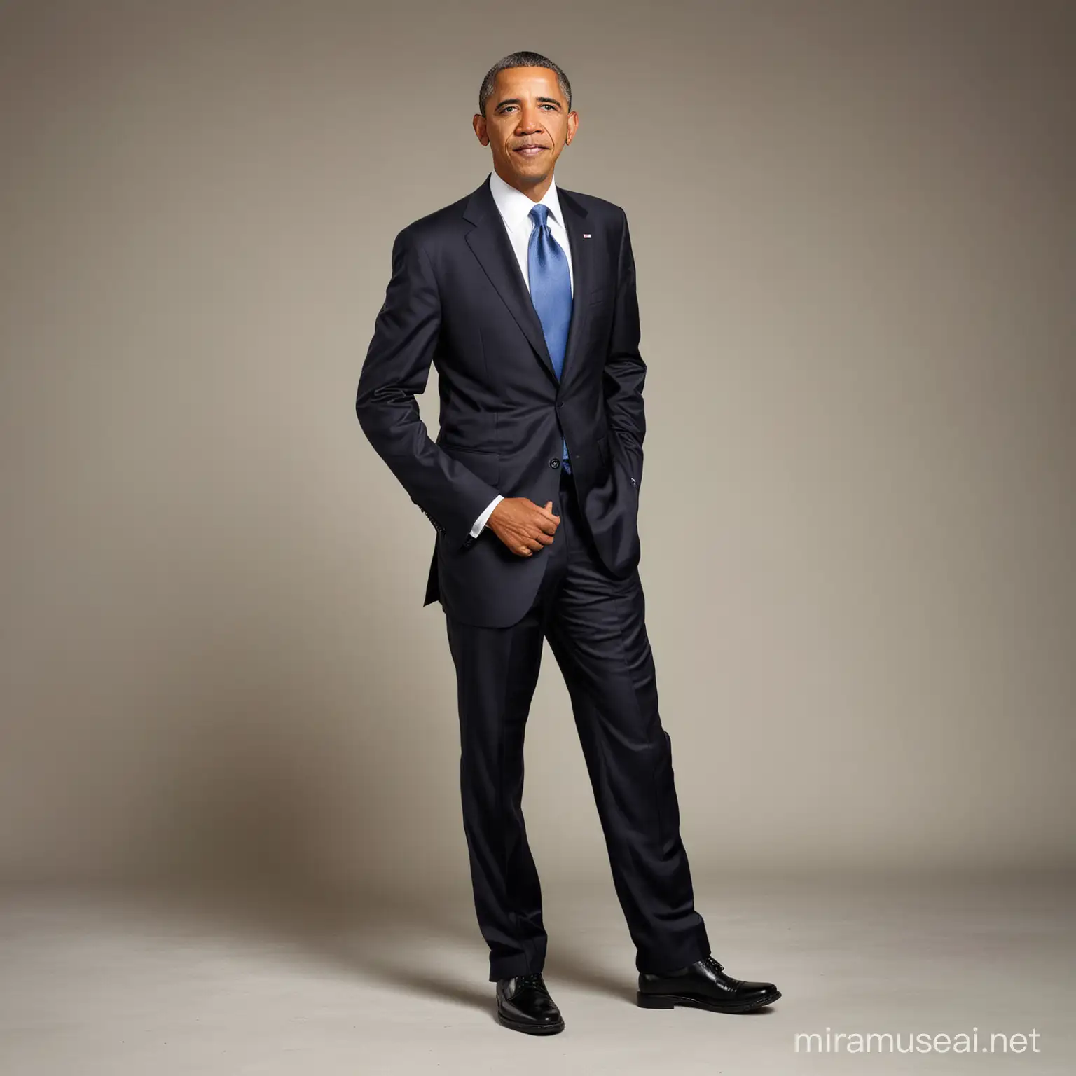 goofy photo of obama full body profile