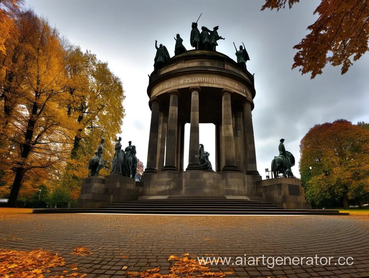 Германия город детмольд памятник Германии осень