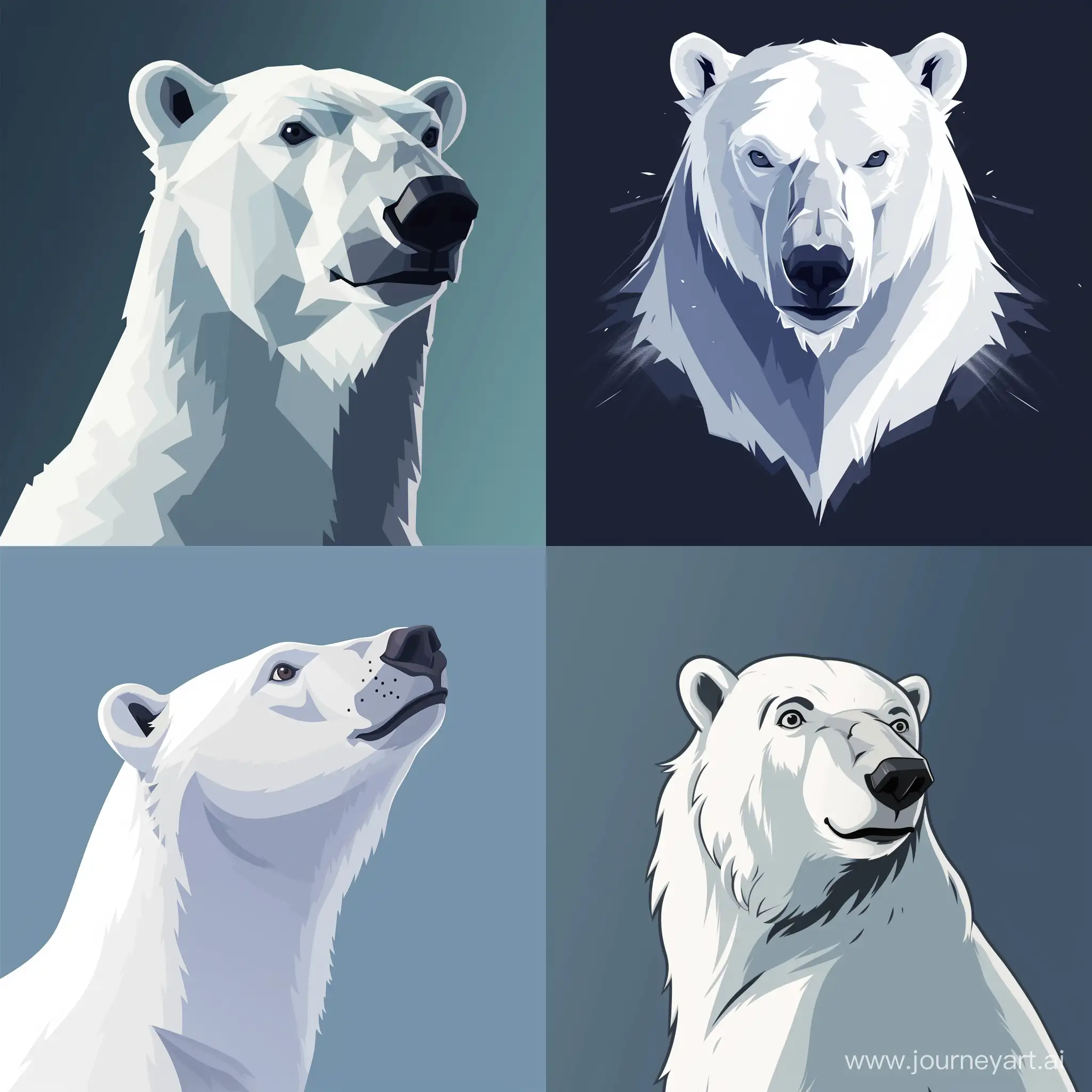 Create an avatar with an image of a polar bear that looks mighty and impressive, yet simple and stylish. I want it to be memorable and easily recognizable even at small sizes
