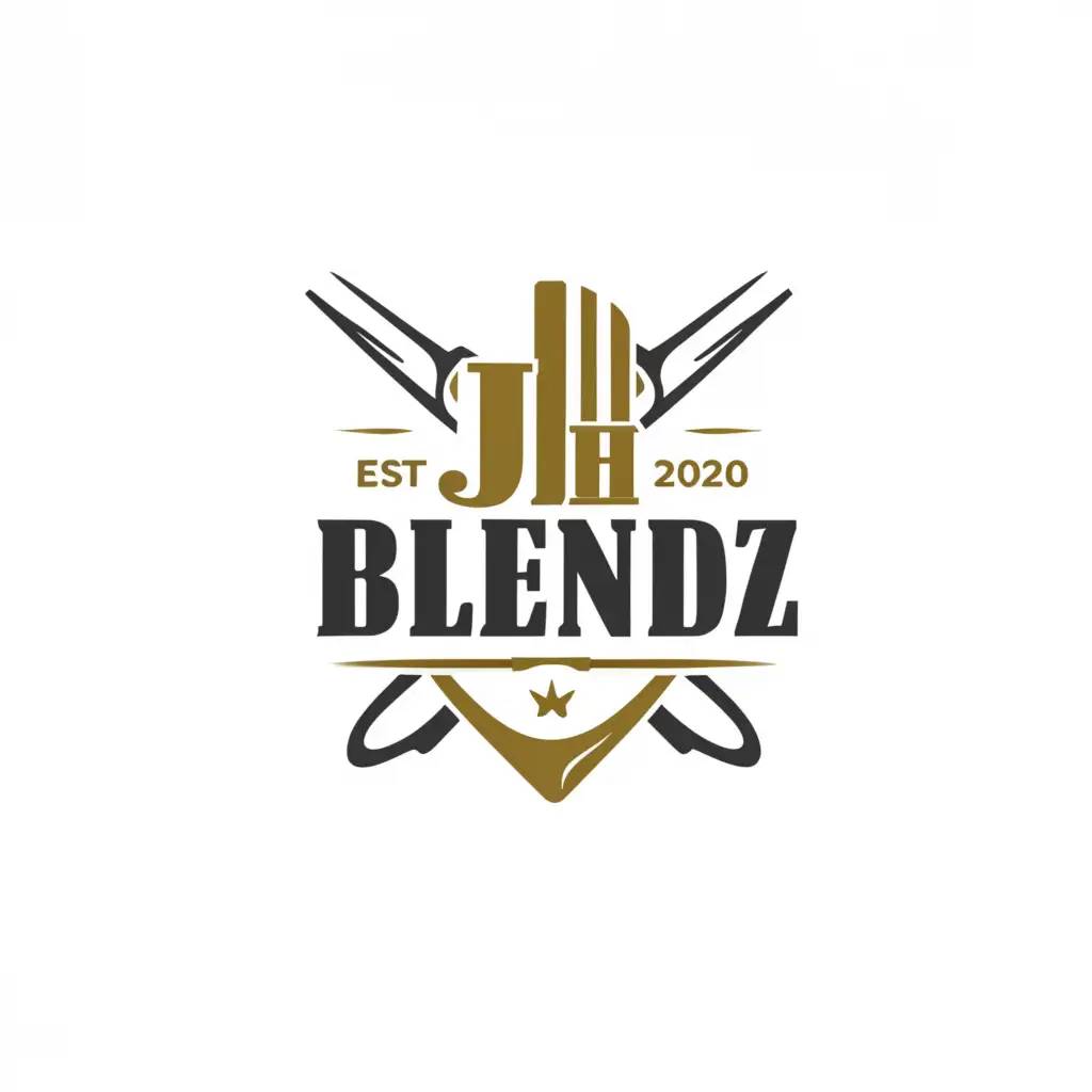 LOGO-Design-For-JH-BLENDZ-Classic-Barber-Symbol-with-Moderate-Style-on-Clear-Background