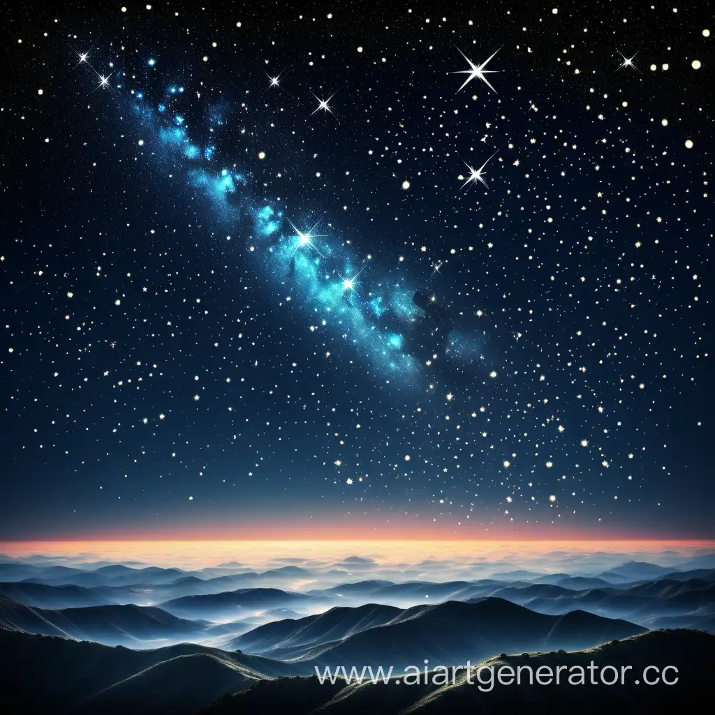 Starry-Night-Sky-with-Sparkling-Stars-Serene-Landscape-View