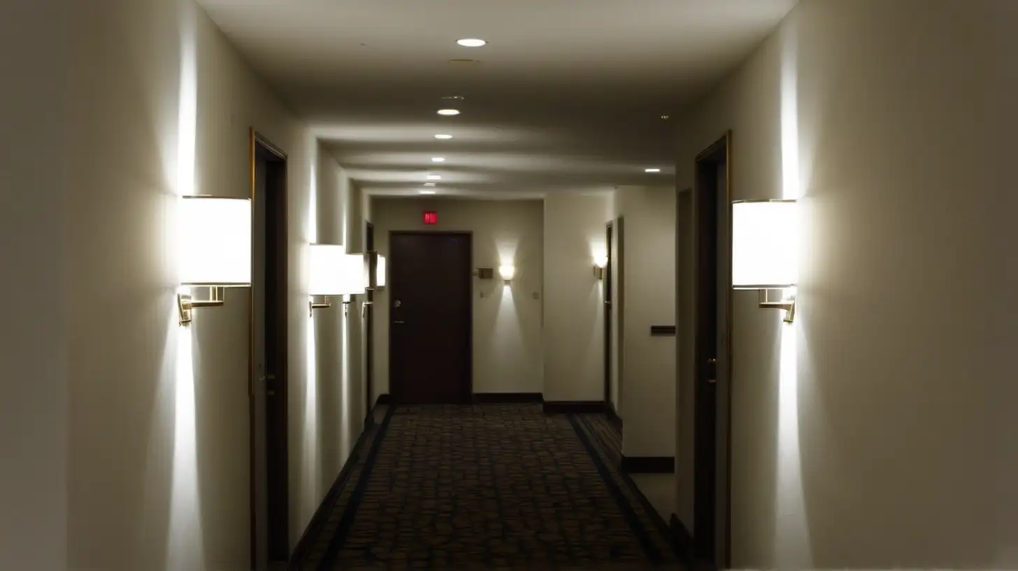 Elegant White Hotel Hallway Illuminated with Soft Lights