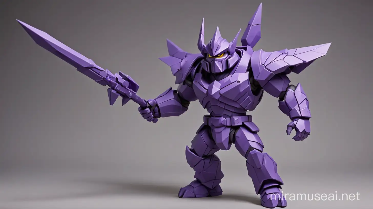 3d Origami style infiltrator AI purple action figure named phalanx