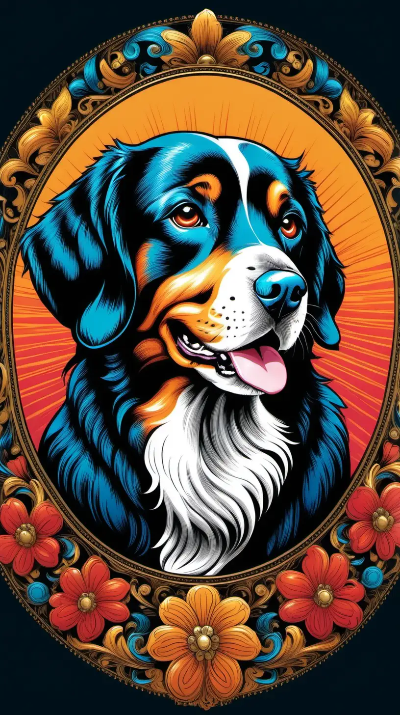 Vibrant Graphic Dog Art Detailed Classic Illustration