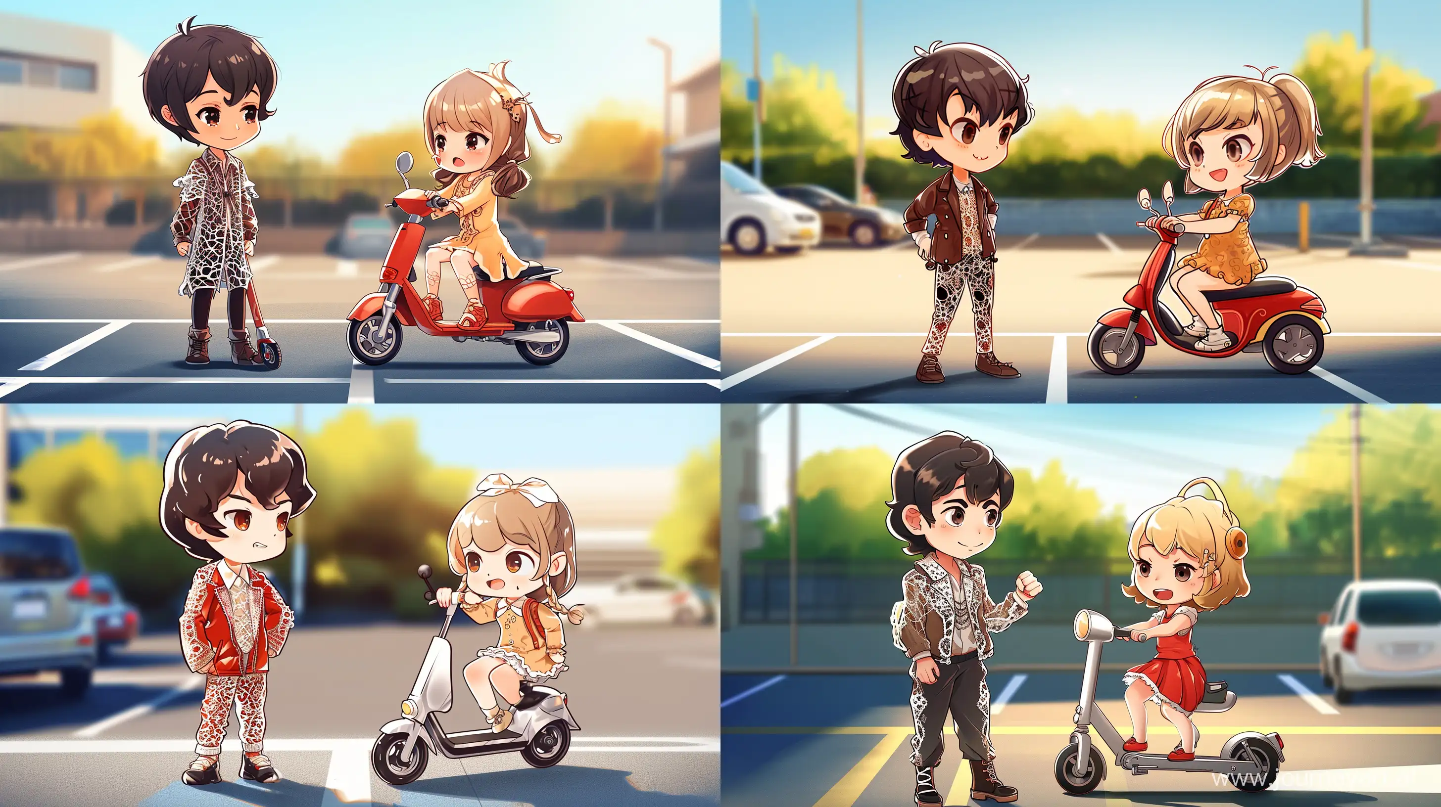 Chibi-Anime-Boy-and-Girl-with-Scooter-in-a-Playful-Parking-Scene