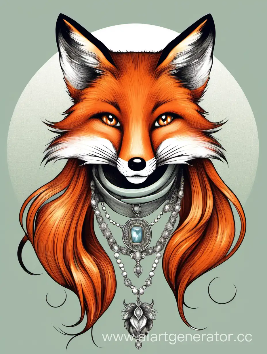 Fox-with-Long-Hair-Creating-a-Stylish-Necklace