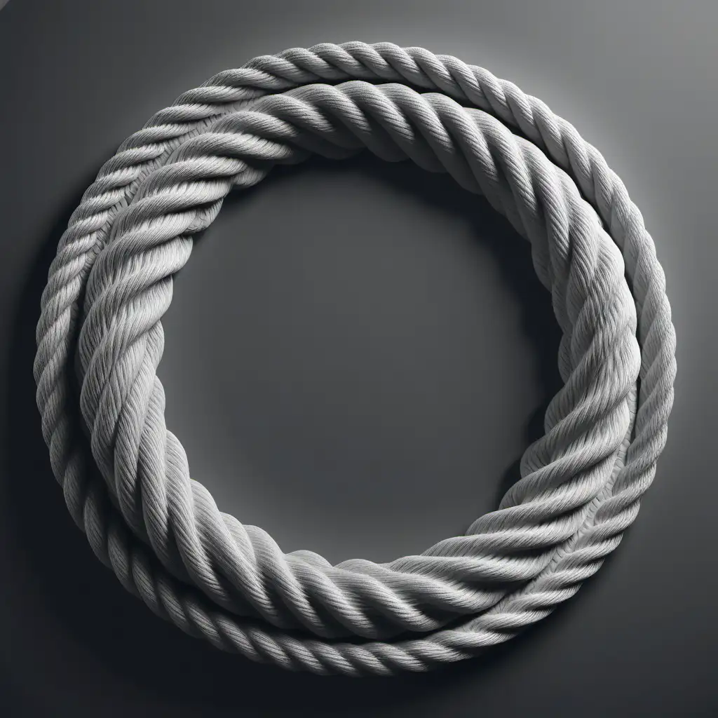 Circular Rope Frame Relief in Grey Scale 3D Depth Map