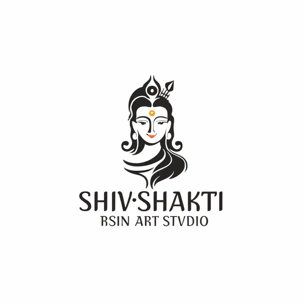 a logo design,with the text "Shivshakti resin art studio", main symbol:image of Shiva and Parvati,complex,be used in Nonprofit industry,clear background