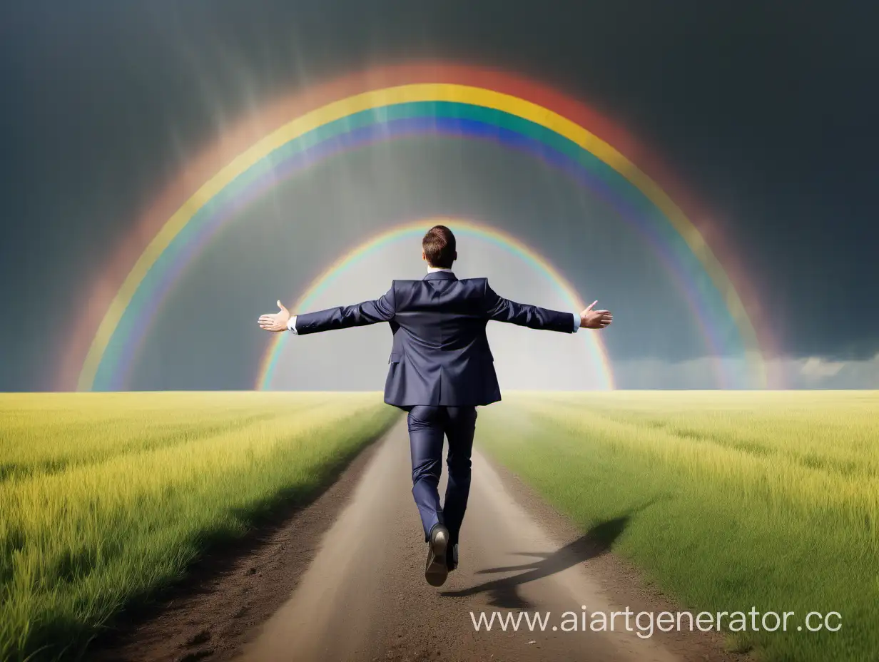 Spirited-Businessman-Running-Toward-a-Colorful-Dream