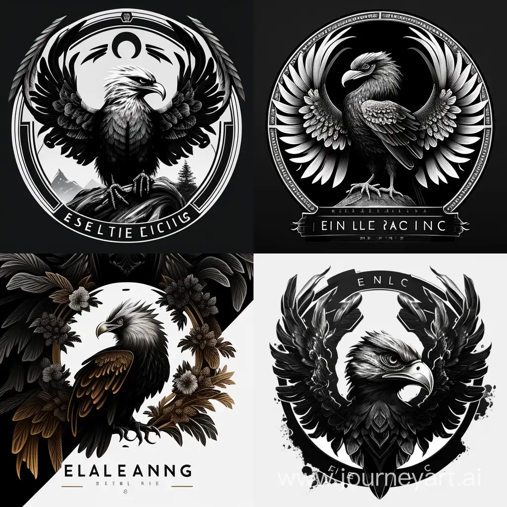The LOGO is for Chinese holders and let there be an eagle logo in the middle. and let the color palette be black and white