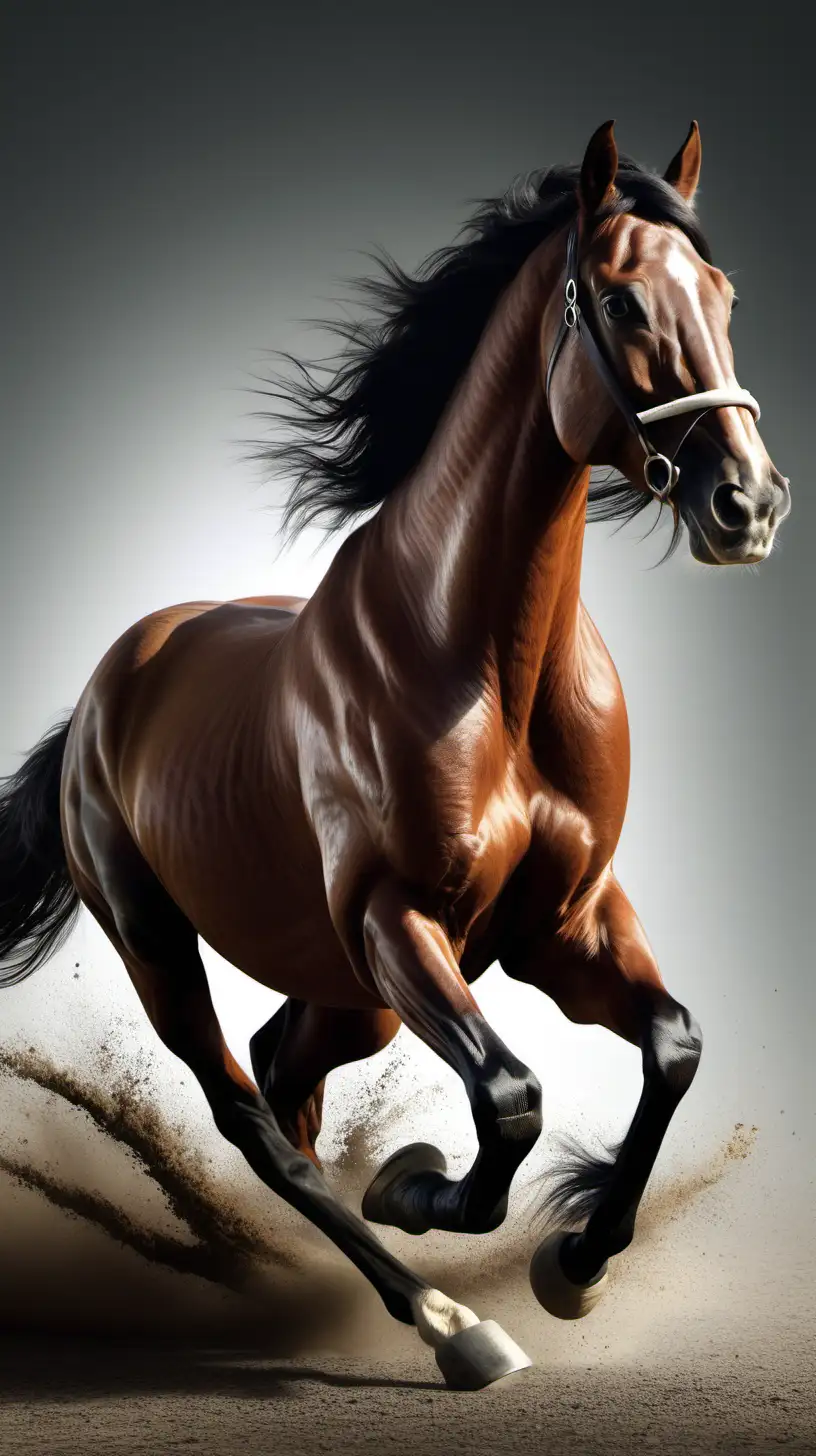 Dynamic HyperRealistic Illustration of a Graceful Running Horse