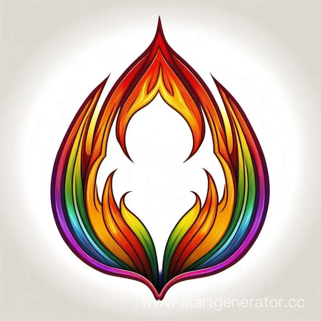 simple icon of a rainbow fire vintage frame, made of border tulip fire. white background.