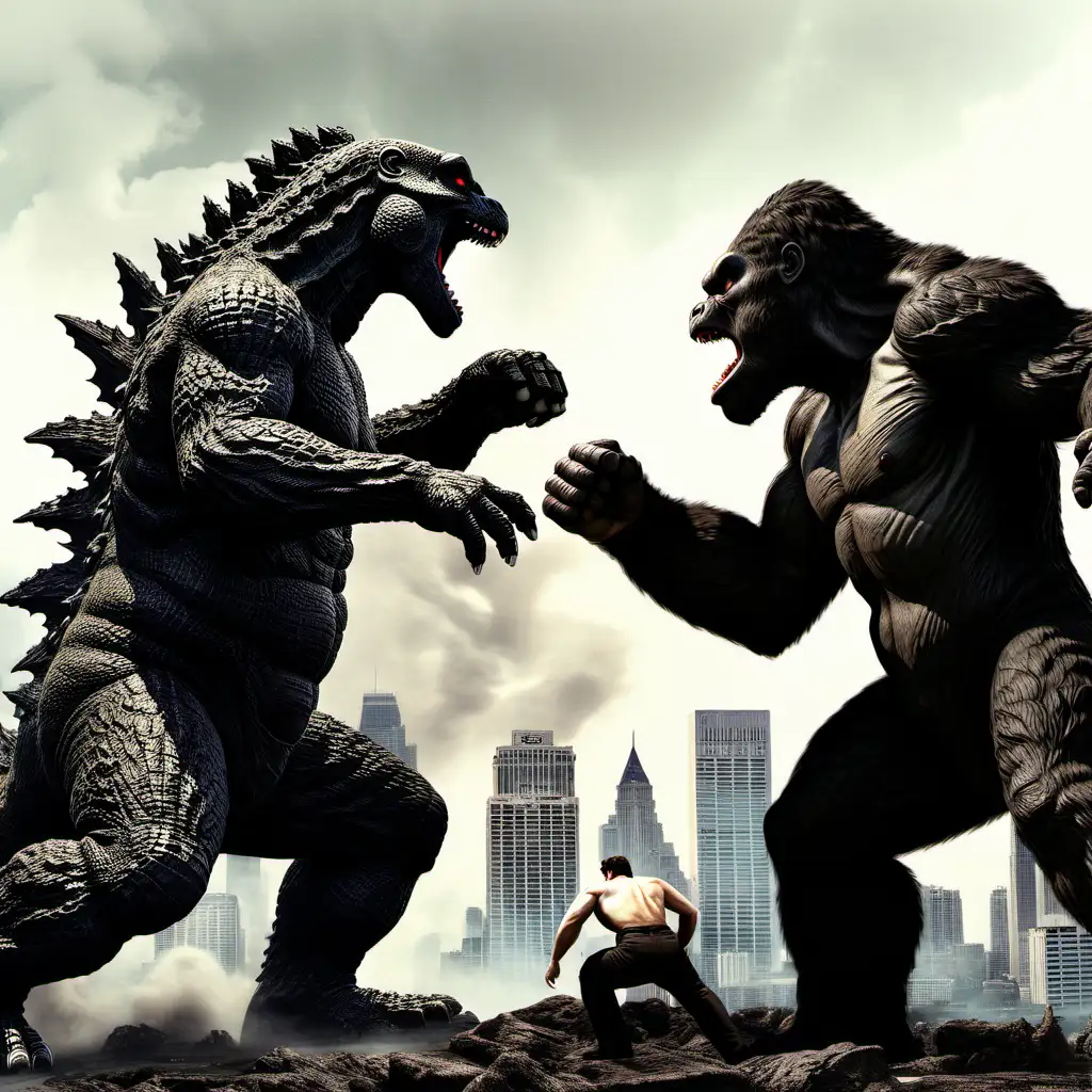 Epic Clash Godzilla Battles King Kong in a Ferocious Fight