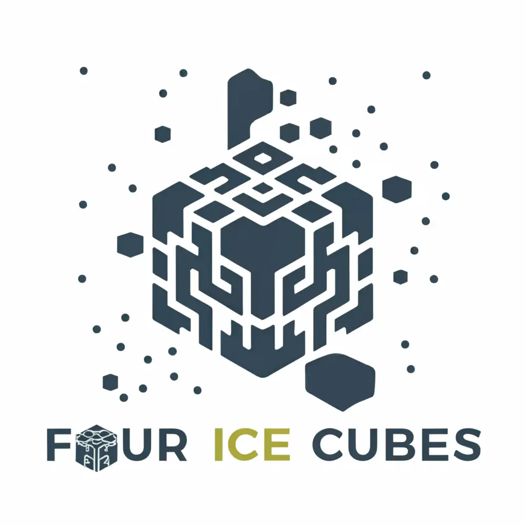 a logo design,with the text "Four Ice Cubes", main symbol:QR code,Moderate,be used in Technology industry,clear background