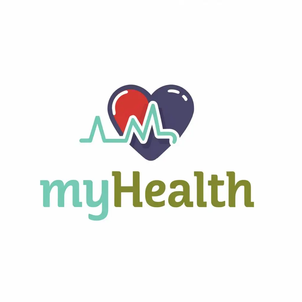 logo, Symbol related to Health, with the text "My Health", typography, red colored