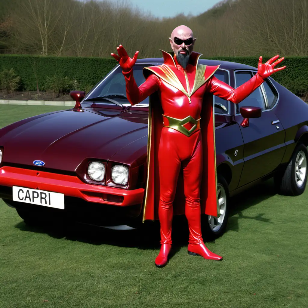 ming the merciless stands proudly with a ford capri