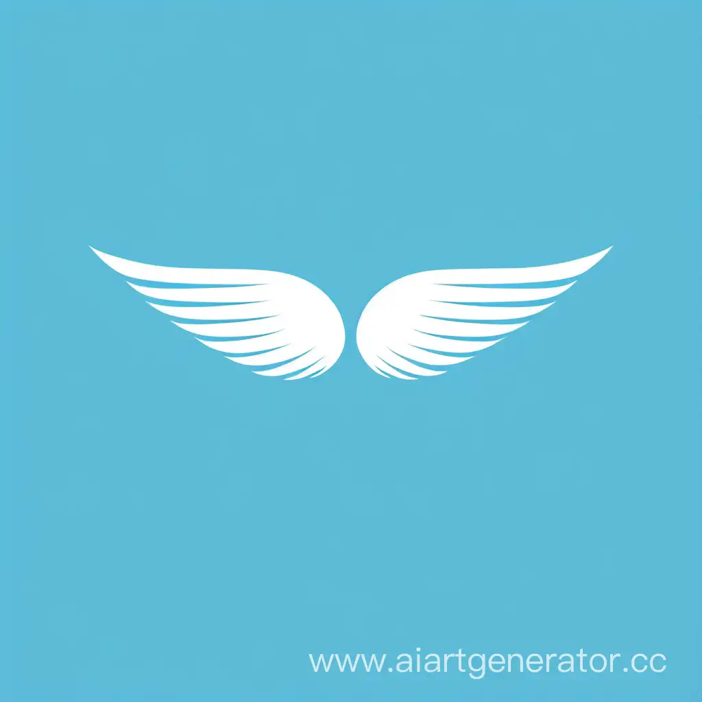 лого с изображением минемалистичного крыла  на голубом фоне
