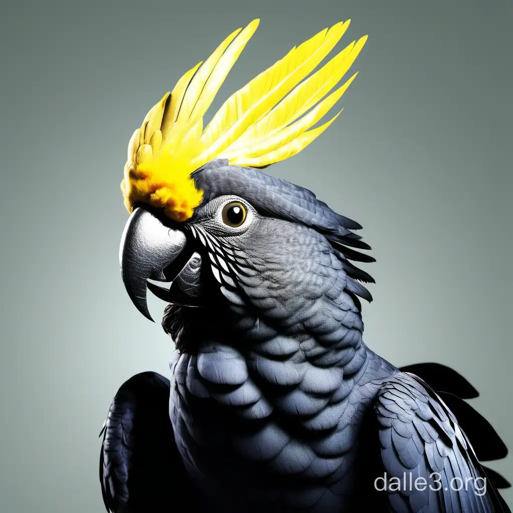 Create a wide closeup photorealistic yellow tailed black cockatoo swooping with outstretched wings and beak open 