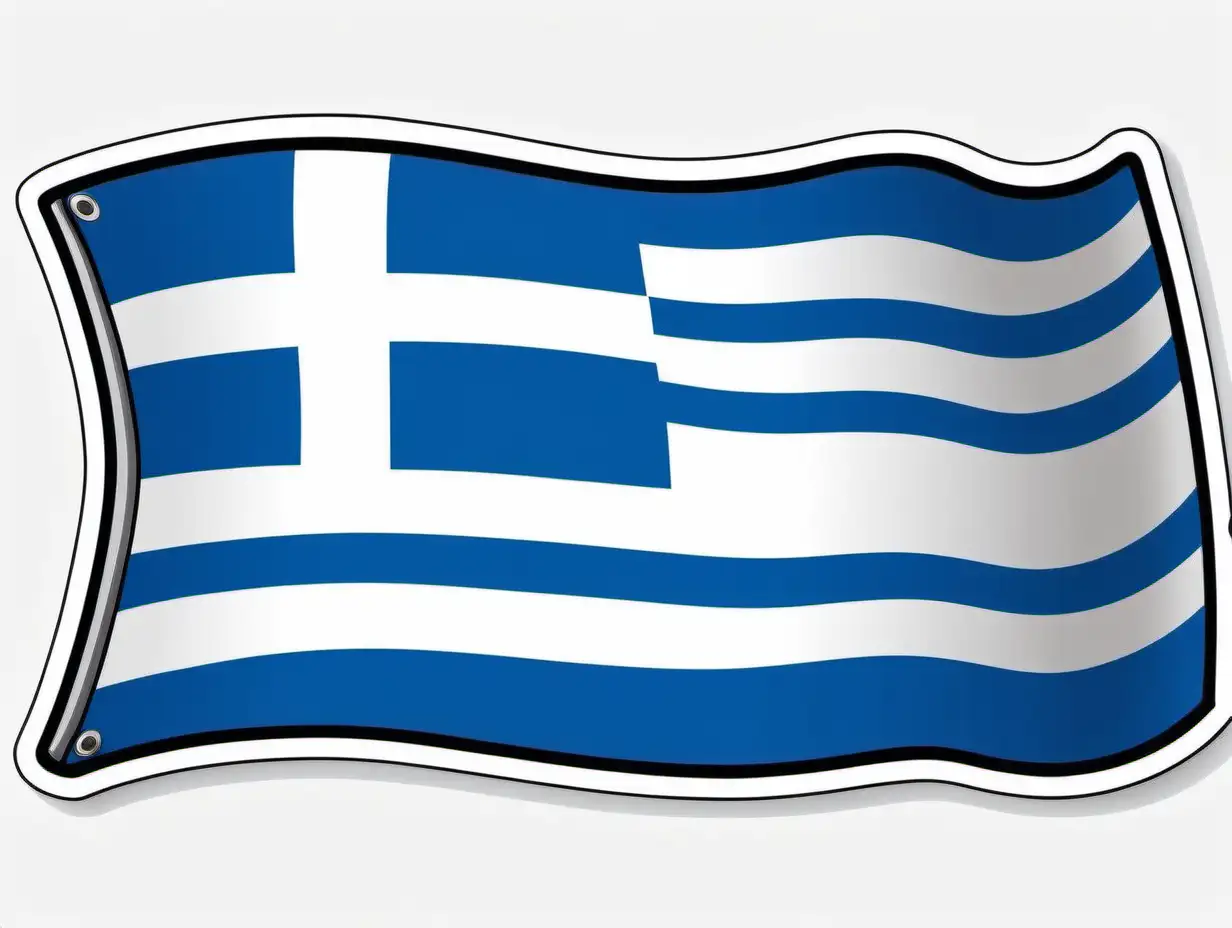Greece Flag Sticker, Content, Bold Colors, Graffiti, Contour, Vector, White Background, Detailed