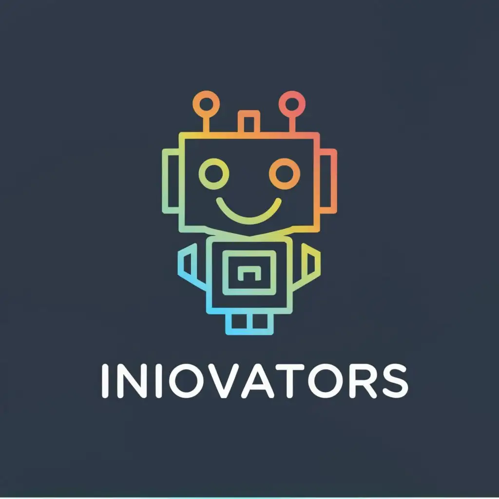 logo, a robot or anything related to innovating a technology, with the text "Innovators", typography, be used in Technology industry blue and black gradient color of logo
