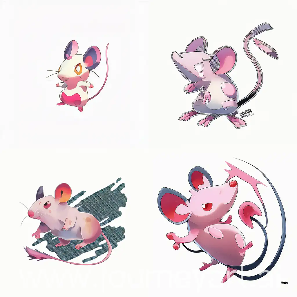 Vibrant Pink Rat Pokemon Illustration Official Art from Gen 6 | JourneyArt