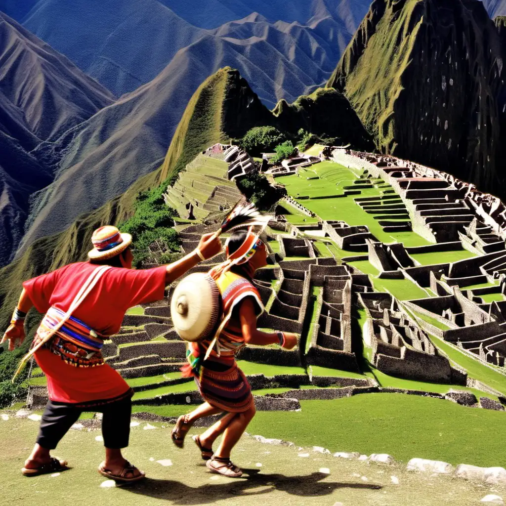 una mamacona persigue a un Inca en el acllahuasi