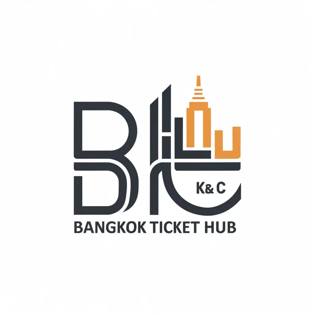 a logo design,with the text "BANGKOK TICKET HUB -K & C", main symbol:BANGKOK TICKET HUB,Minimalistic,be used in Travel industry,clear background