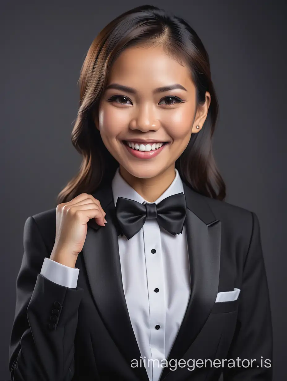 Elegant Filipino Woman in Tuxedo Exuding Confidence | AI Image Generator