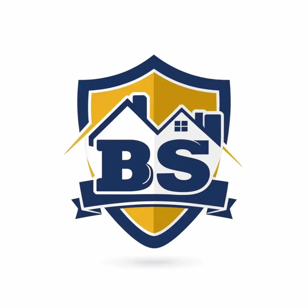 logo, shield, home, with the text "BS", typography, be used in Construction industry