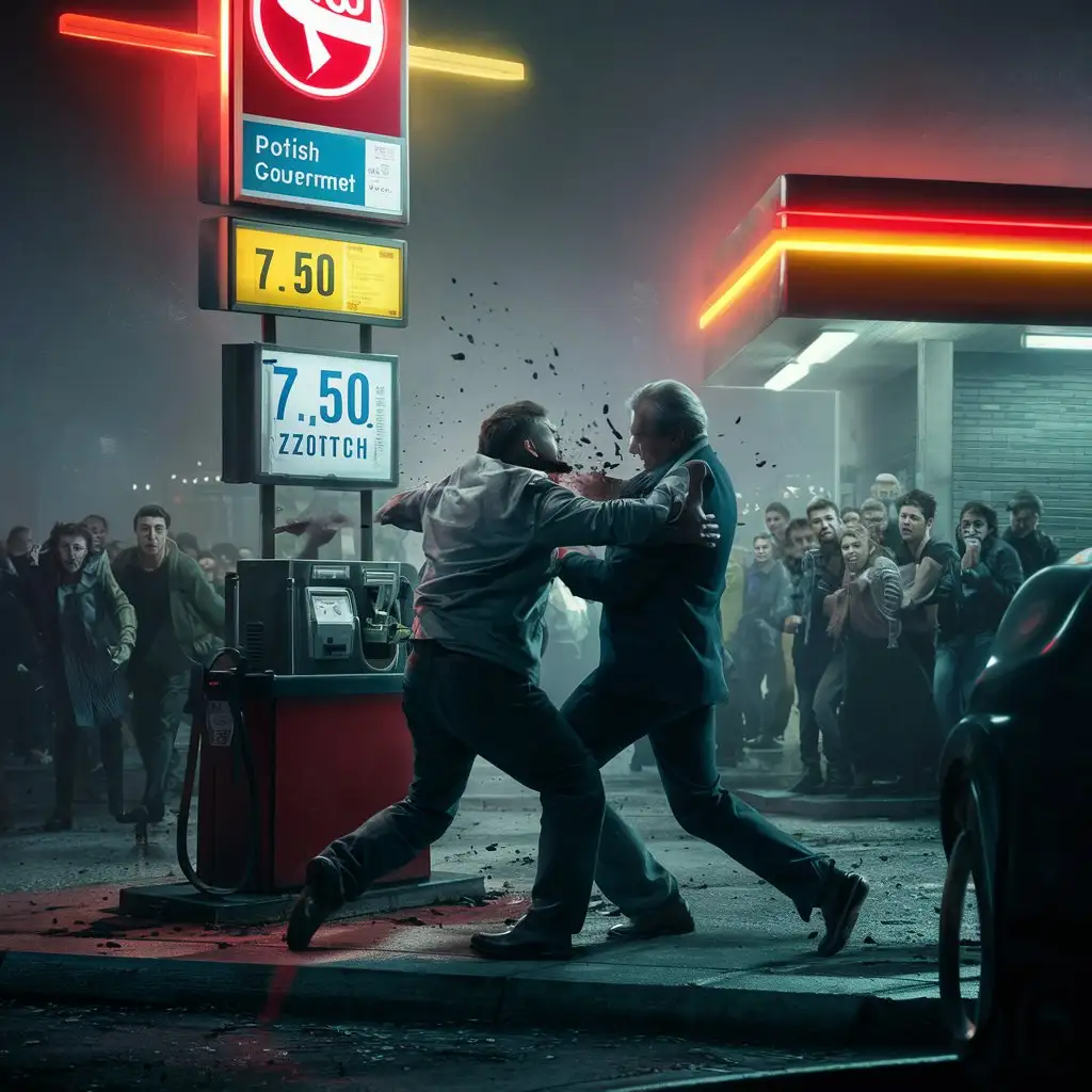 Nighttime Conflict at Polish Gas Station Minister Confrontation and Foggy Atmosphere