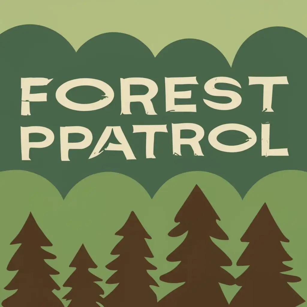 logo, Trees in a line, with the text "Forest Patrol", typography