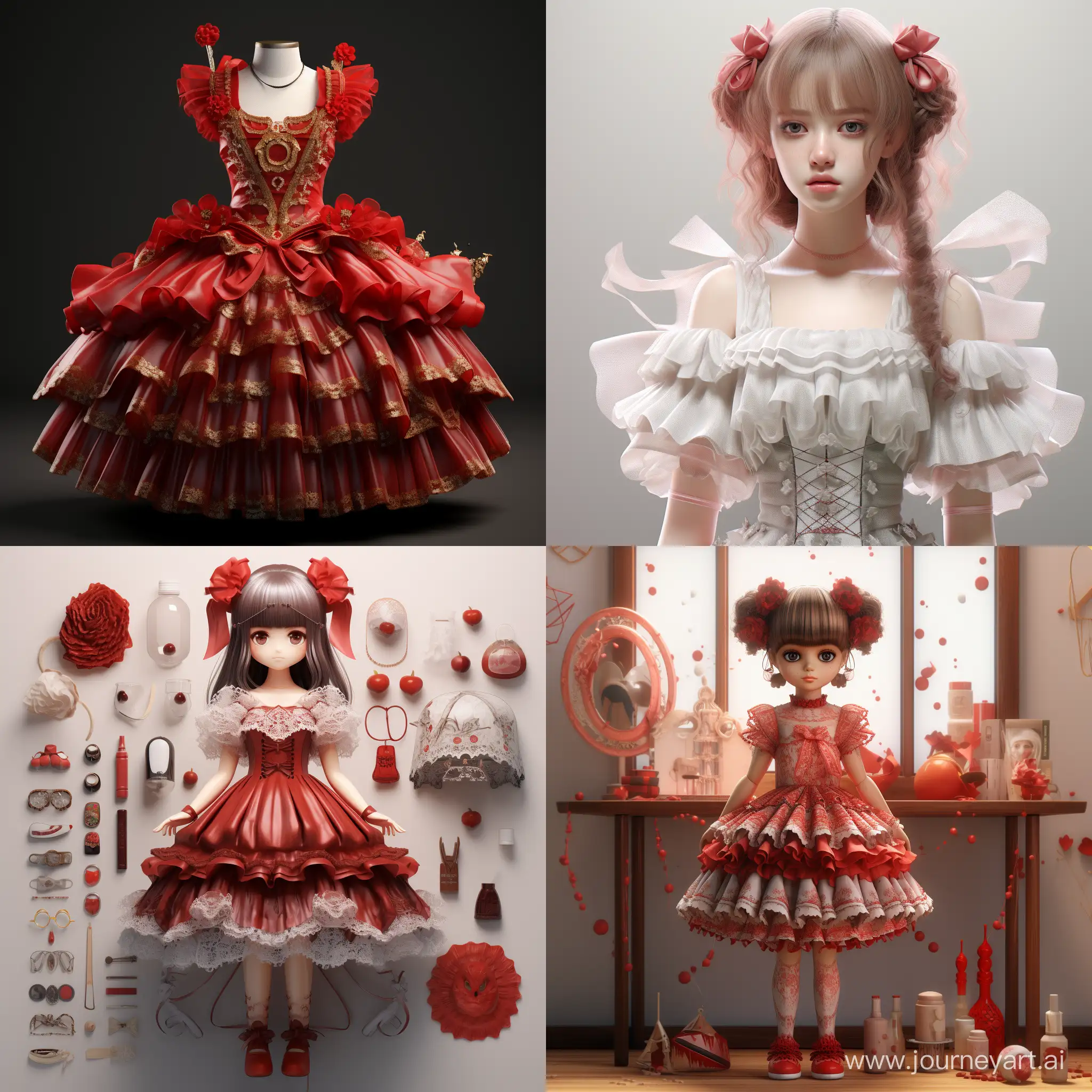 Kawaii-Red-Dress-with-Frill-and-Lace-Accessories-in-8K-Photorealistic-Rendering