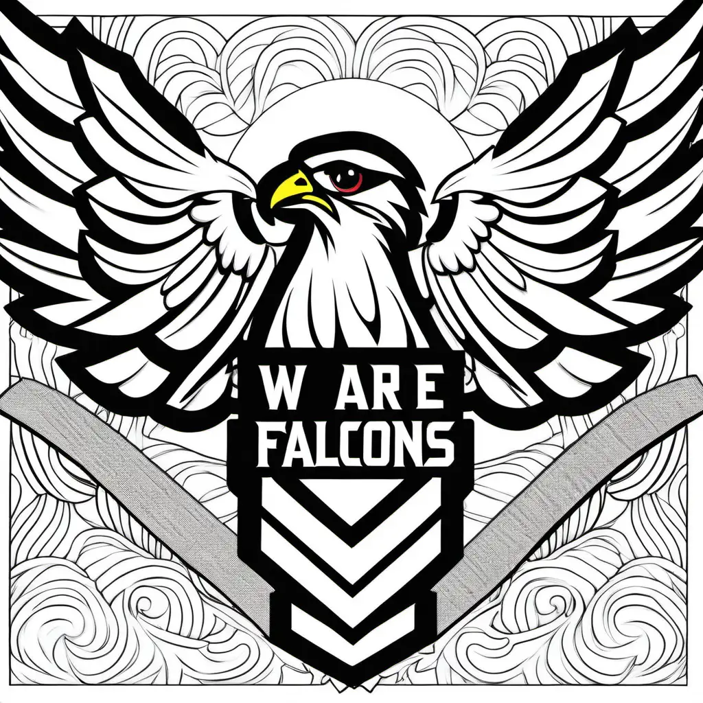 We Are Falcons Football, coloring page,  Thick Black Outline
