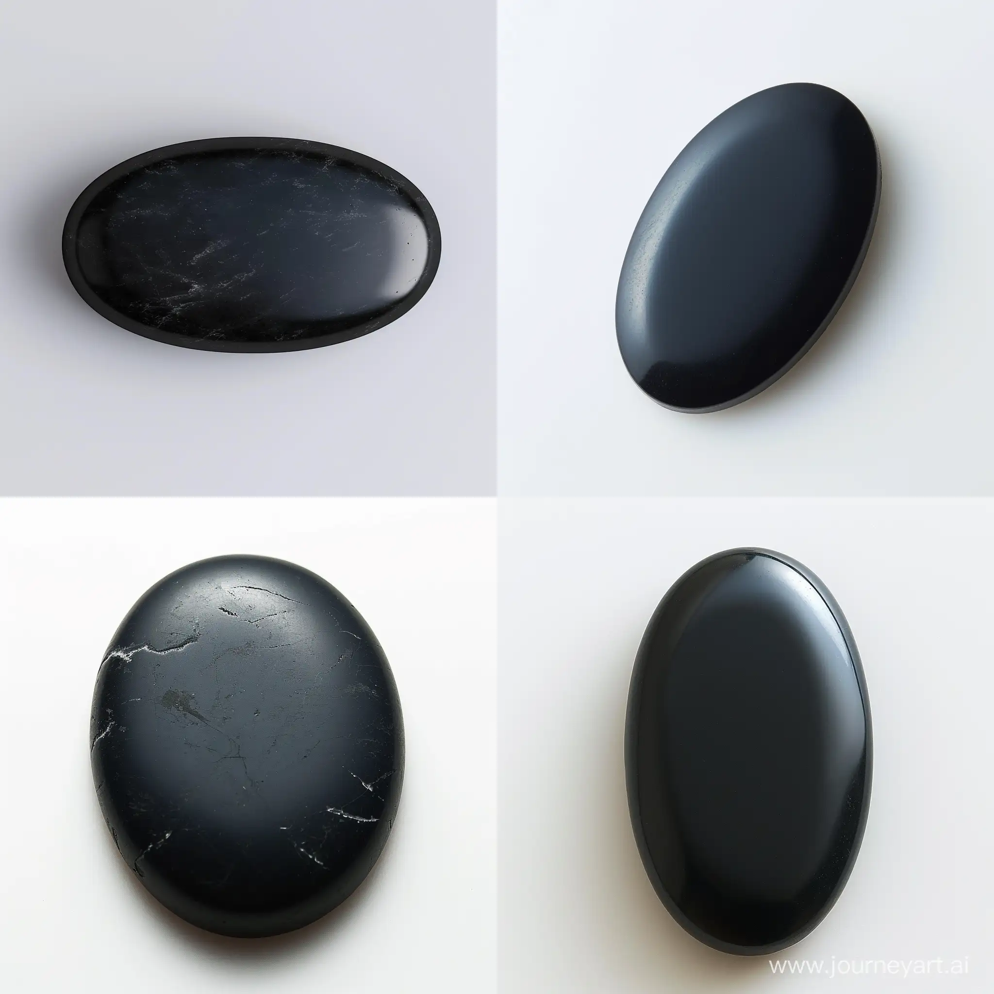 Elegant-Oval-Matte-Black-Stone-Cabochon-on-White-Background