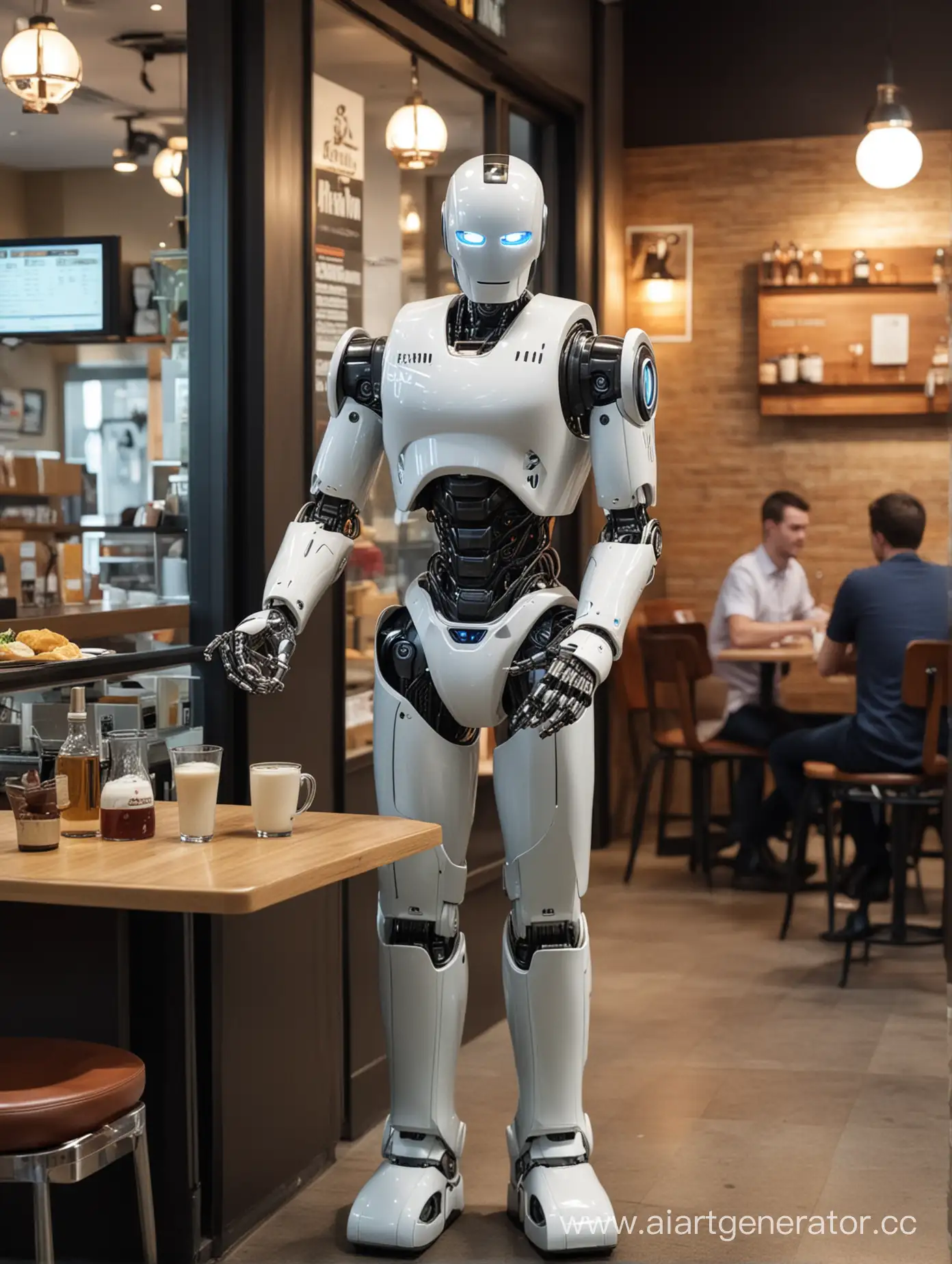 Robot-Waiter-Taking-Order-in-Modern-Restaurant-Scene