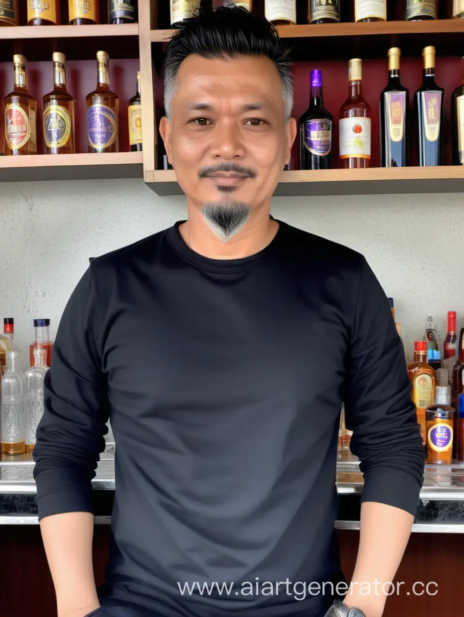 Stylish-Bar-Owner-with-Box-Haircut-in-Black-LongSleeved-TShirt