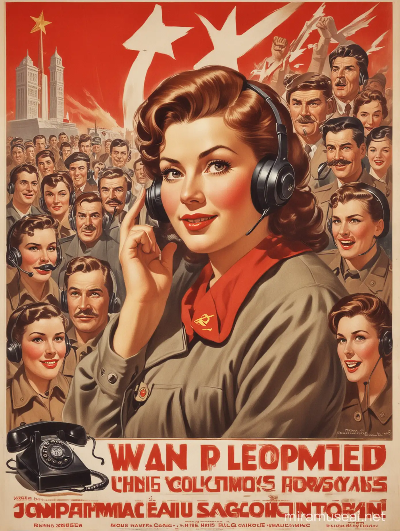 Communist propaganda poster about customer calls