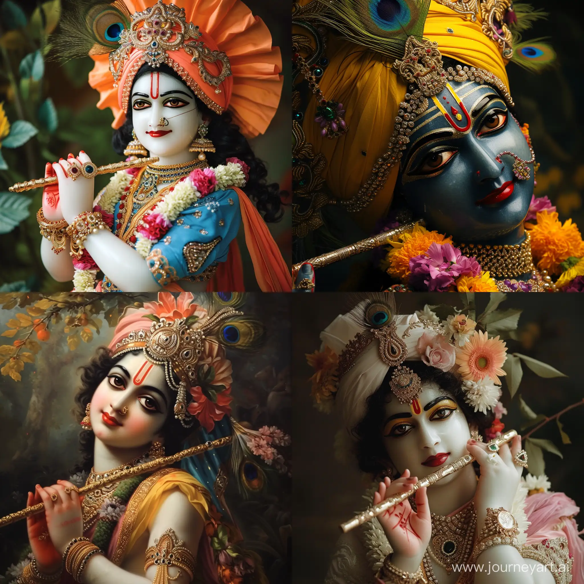 Vibrant-Depiction-of-Hindu-God-Krishna-in-Square-Format