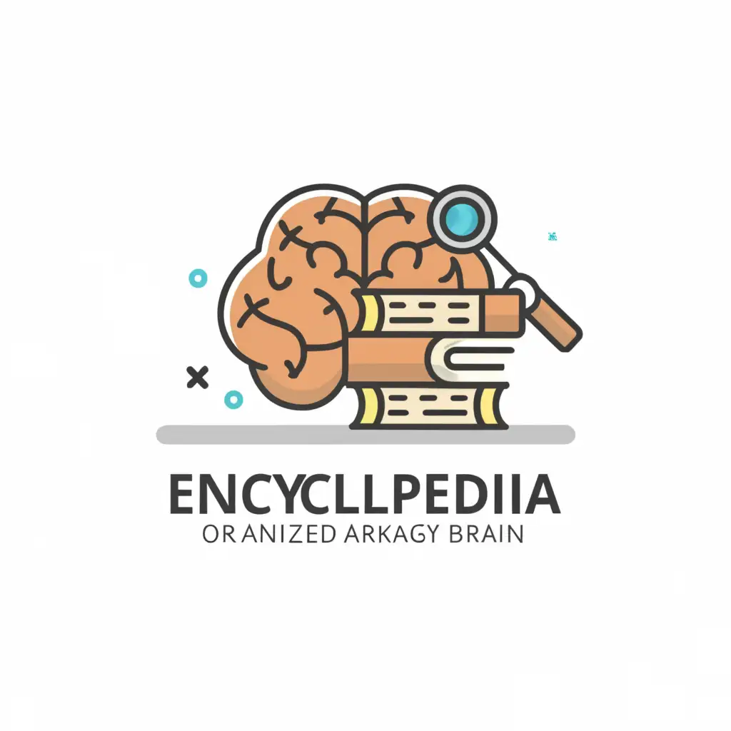 a logo design,with the text "encyclopedic knowledge", main symbol:an encyclopedia and brain detective,Moderate,clear background