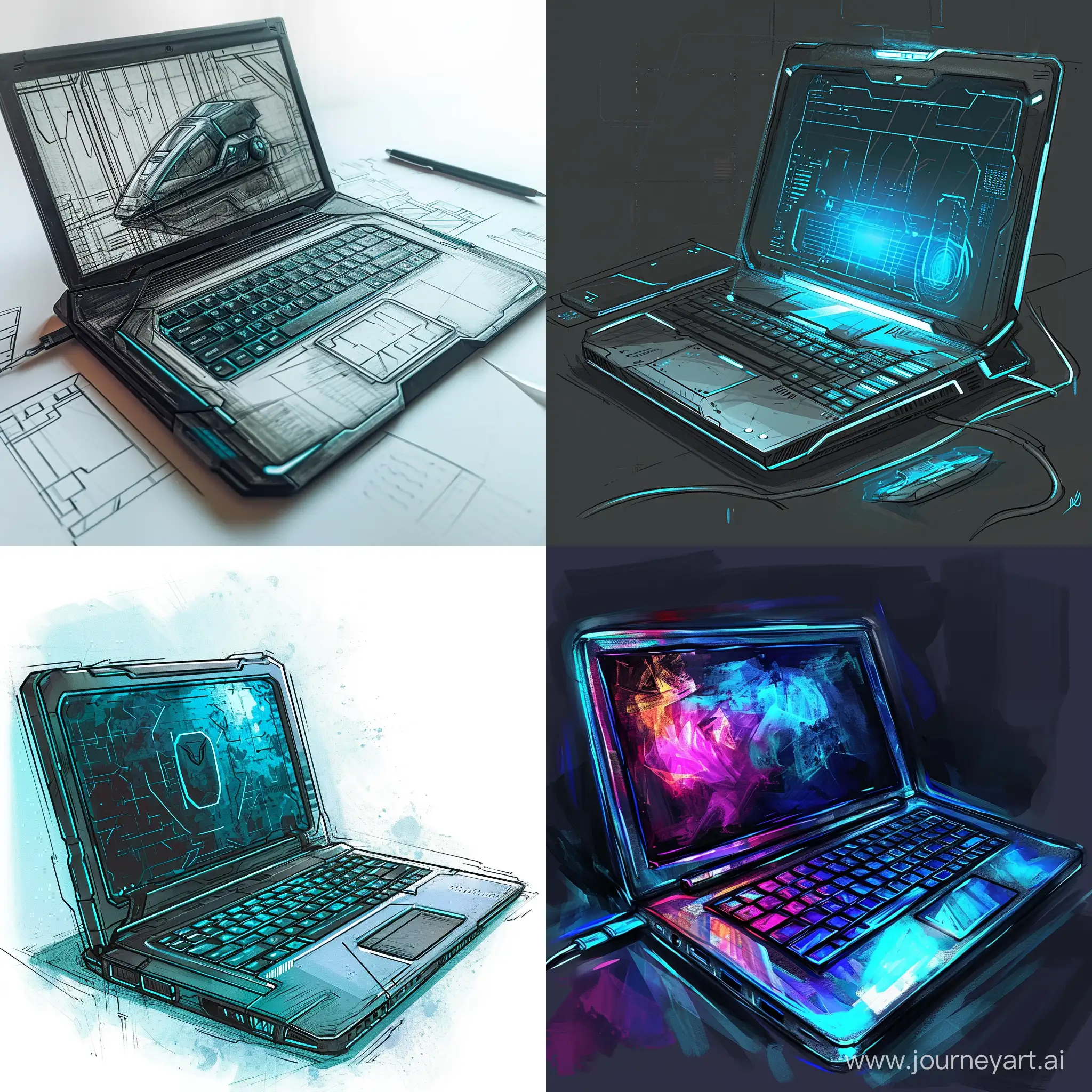 Vibrant-Futuristic-Laptop-in-Stunning-Colorful-Drawing