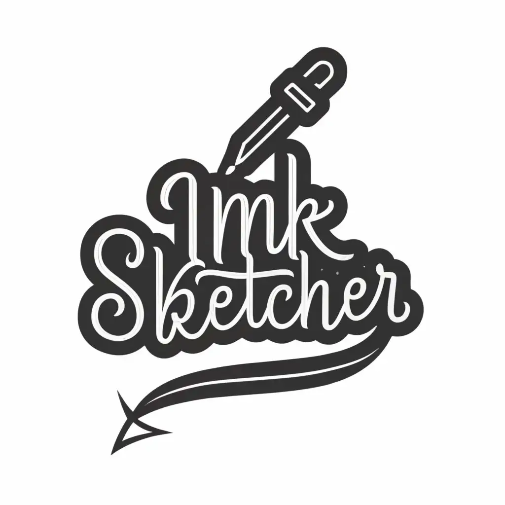 a logo design,with the text "Ink Sketcher", main symbol:fineline pen. PRINT the words Ink Sketcher and spell them correctly.,complex,be used in Entertainment industry,clear background