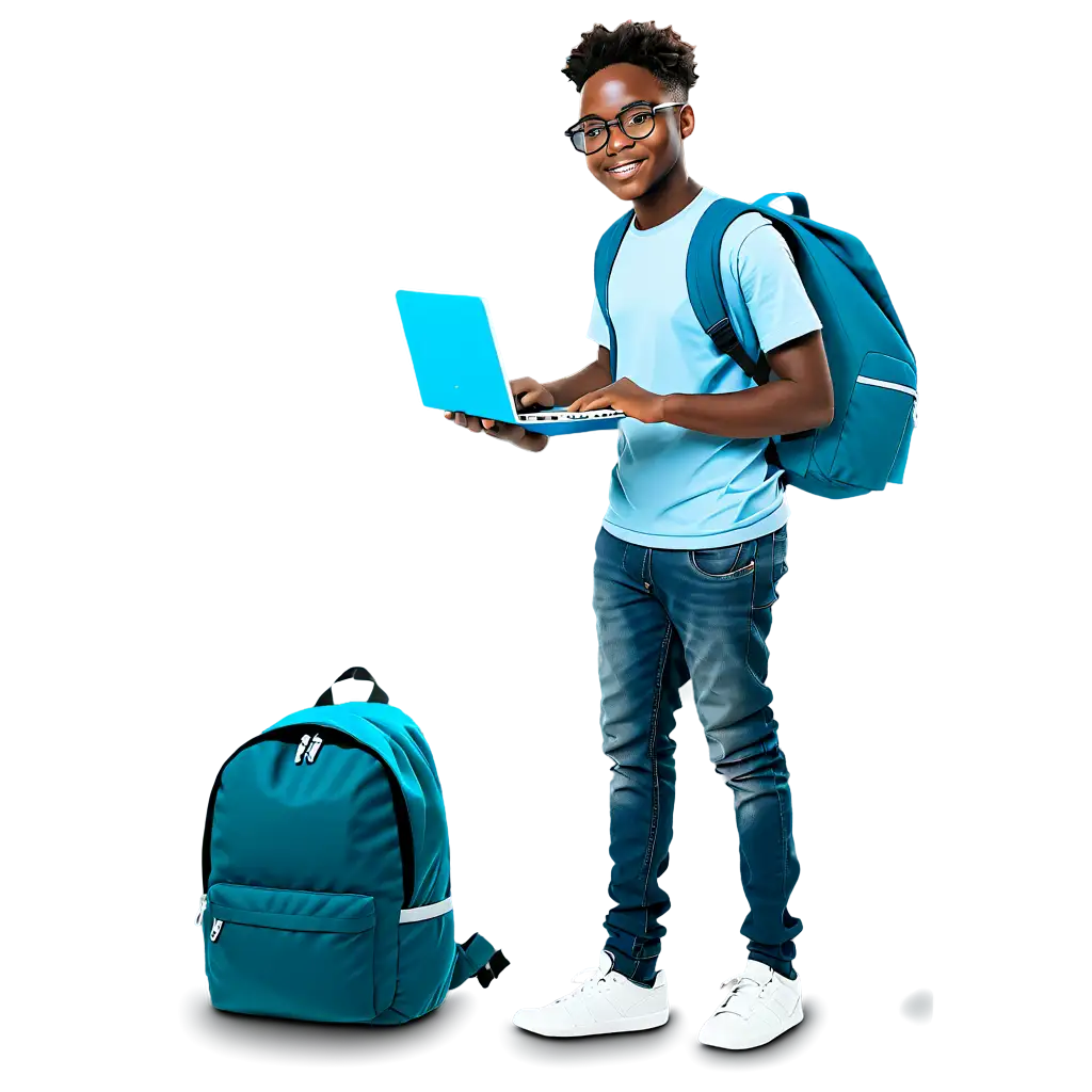 HighQuality-PNG-Image-African-Student-with-Backpack-Graphics-Tablet-and-Laptop